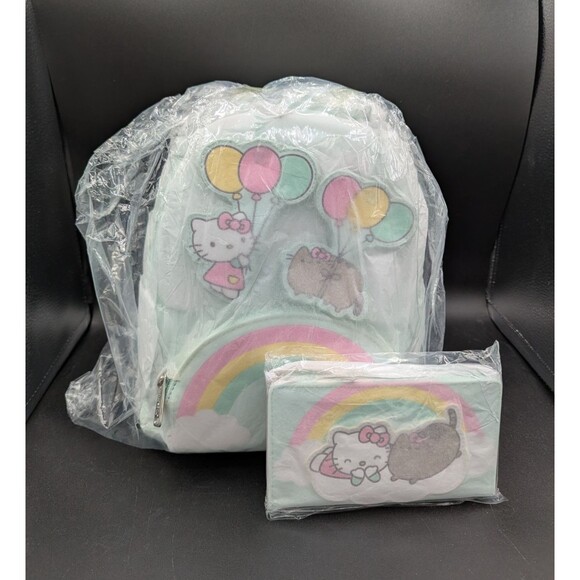 Loungefly Hello Kitty Pusheen Green Pink Balloons Rainbow Backpack and Wallet main image 8